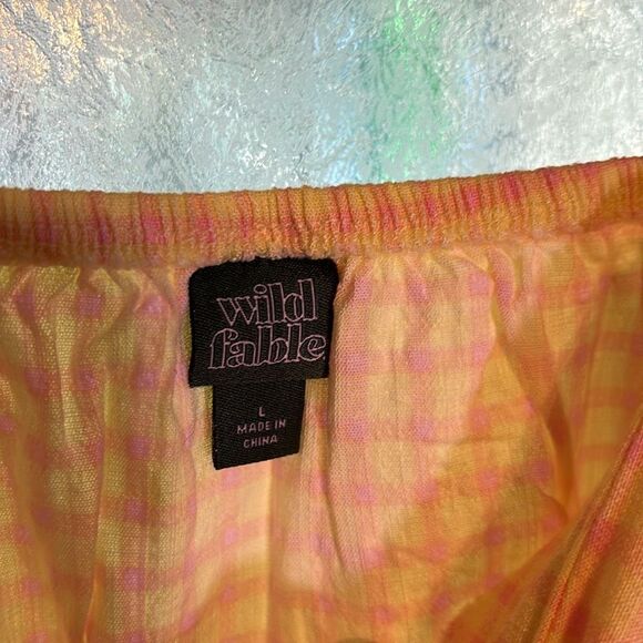 Wild Fable Women’s Yellow and Pink Gingham Patterned Spaghetti Strap Dress L - Picture 5 of 6